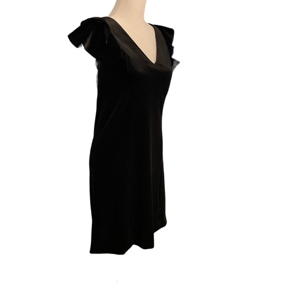 Draper James Women's Velvet Ruffle Shoulder Mini Dress V Neck Black Sizes 0 - Picture 6 of 12